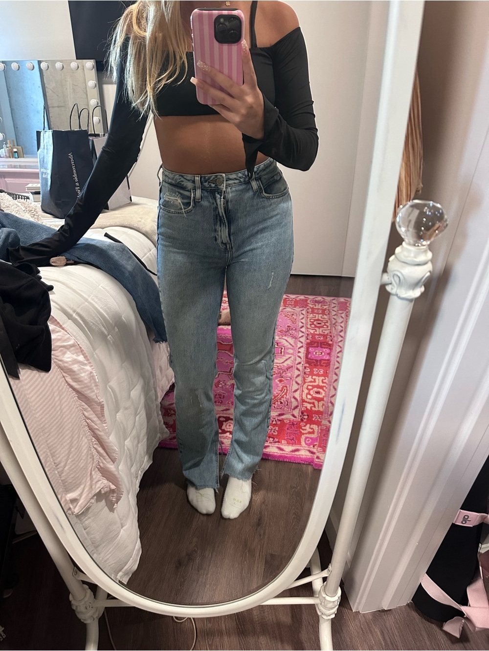 Zara Light Blue Straight Leg Jeans
